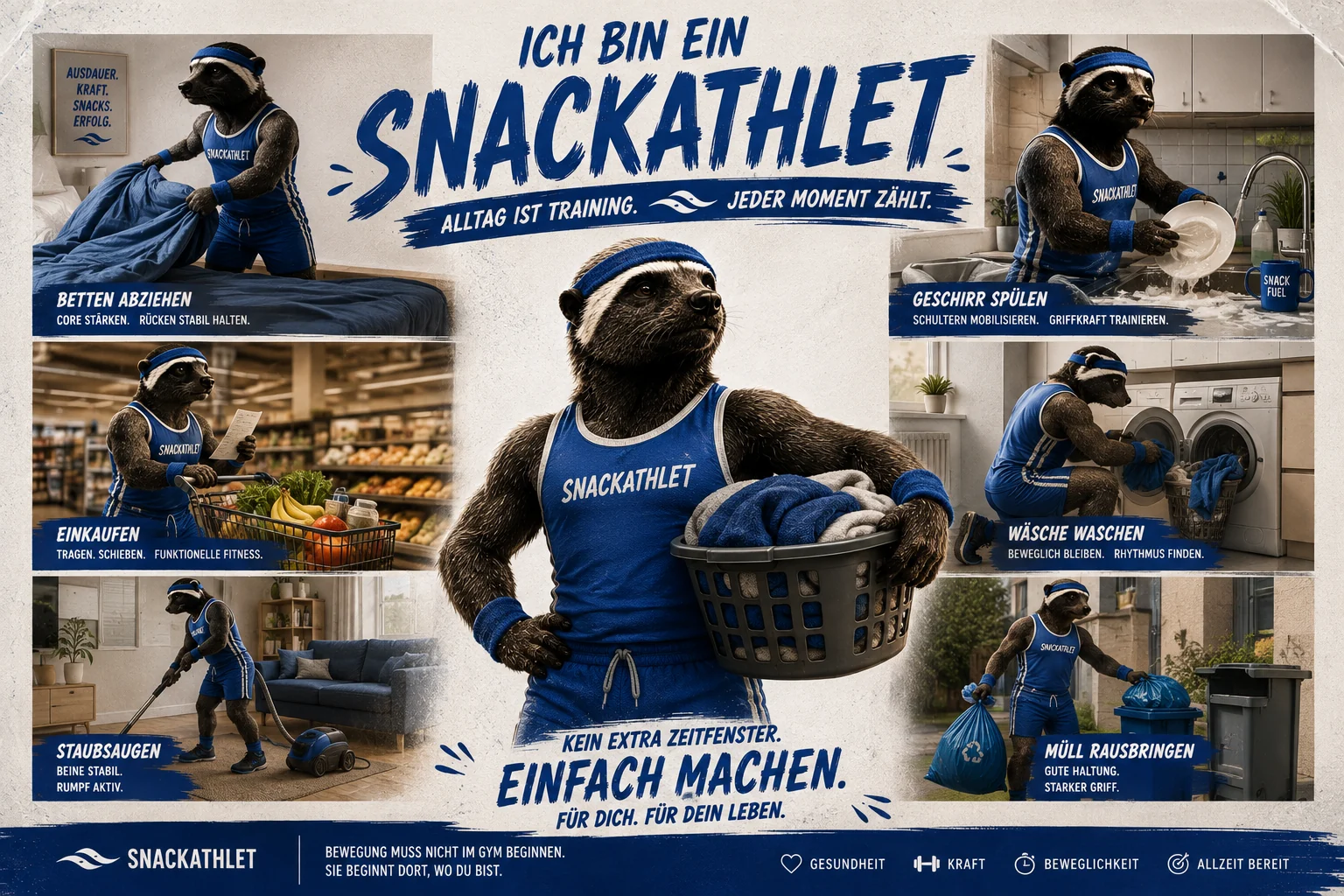 SnackAthlet bei verschiedenen Alltagsaktivitäten