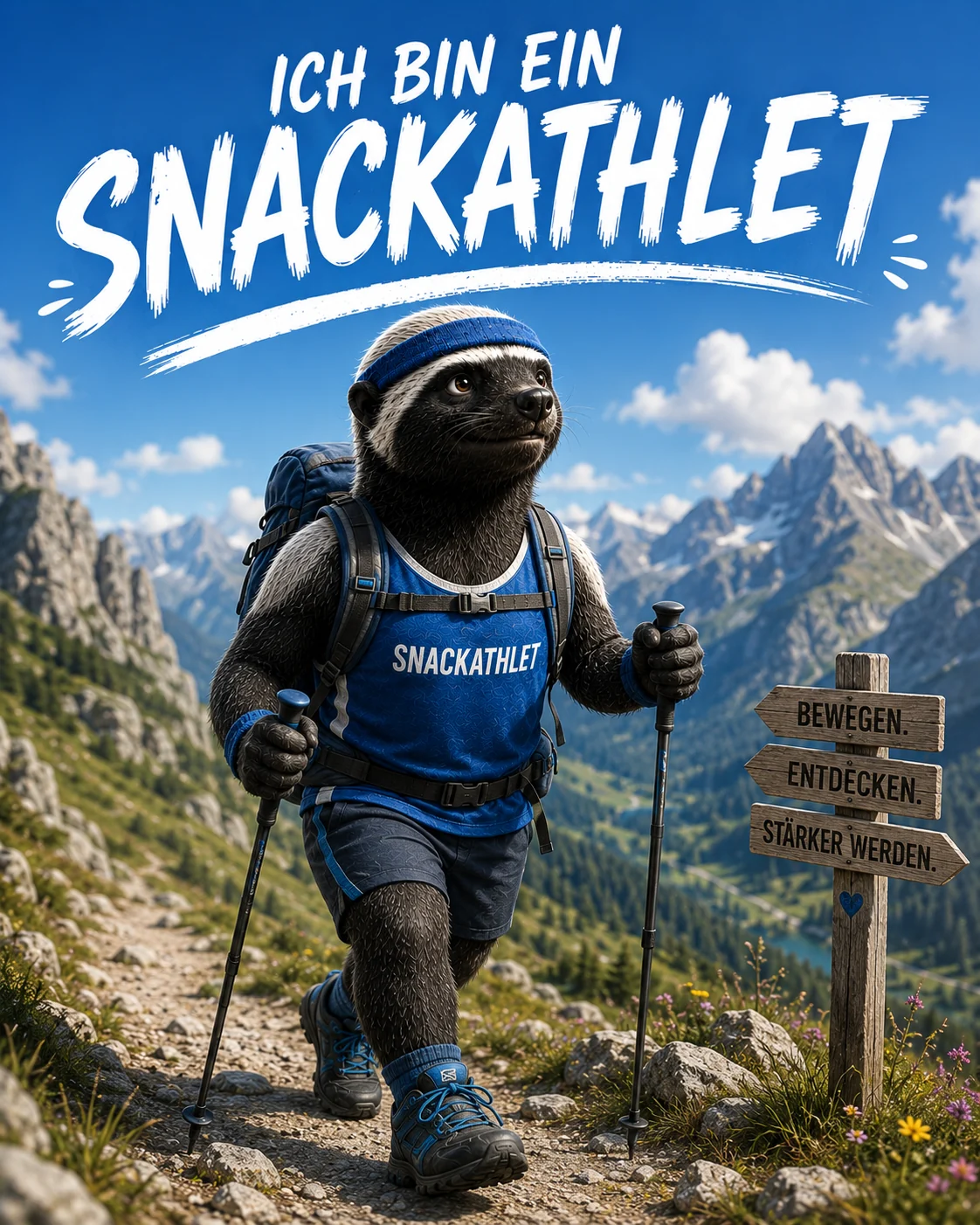 SnackAthlet beim Wandern in den Bergen