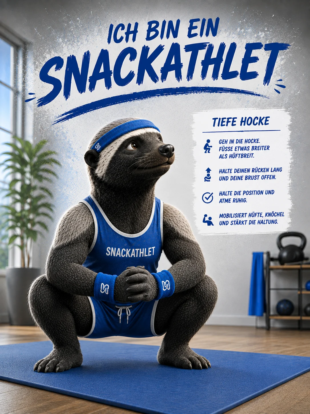 SnackAthlet in tiefer Hocke